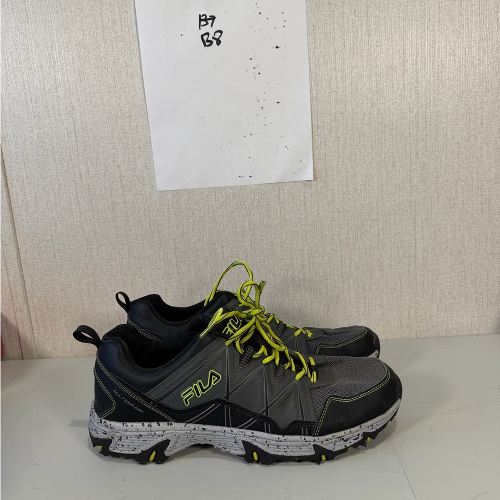 Fila Black and Gray Trail Shoes with Lime Highlights - Picture 2 of 12